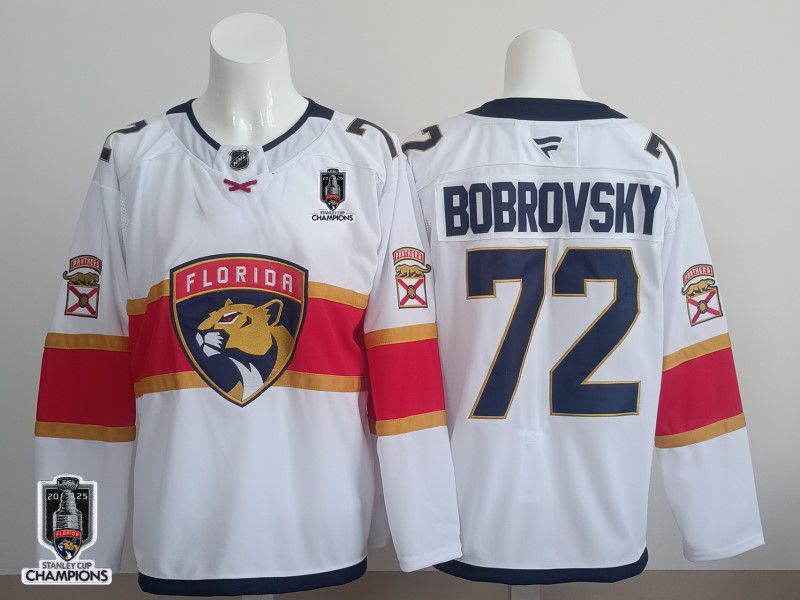 Men 2025 Florida Panthers #72 Bobrovsky White Fanatics Home Premium NHL Jersey style 2